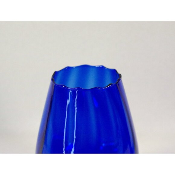 Vintage Empoli Cobalt Blue Glass Snifter 7" Tall Twisted Stem Brandy Glass Vase - Picture 3 of 6
